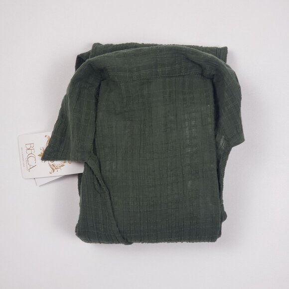 BECCA Playa Textured Collared Wrap Shirtdress Cover-Up Size Small Cactus Green - Picture 15 of 16